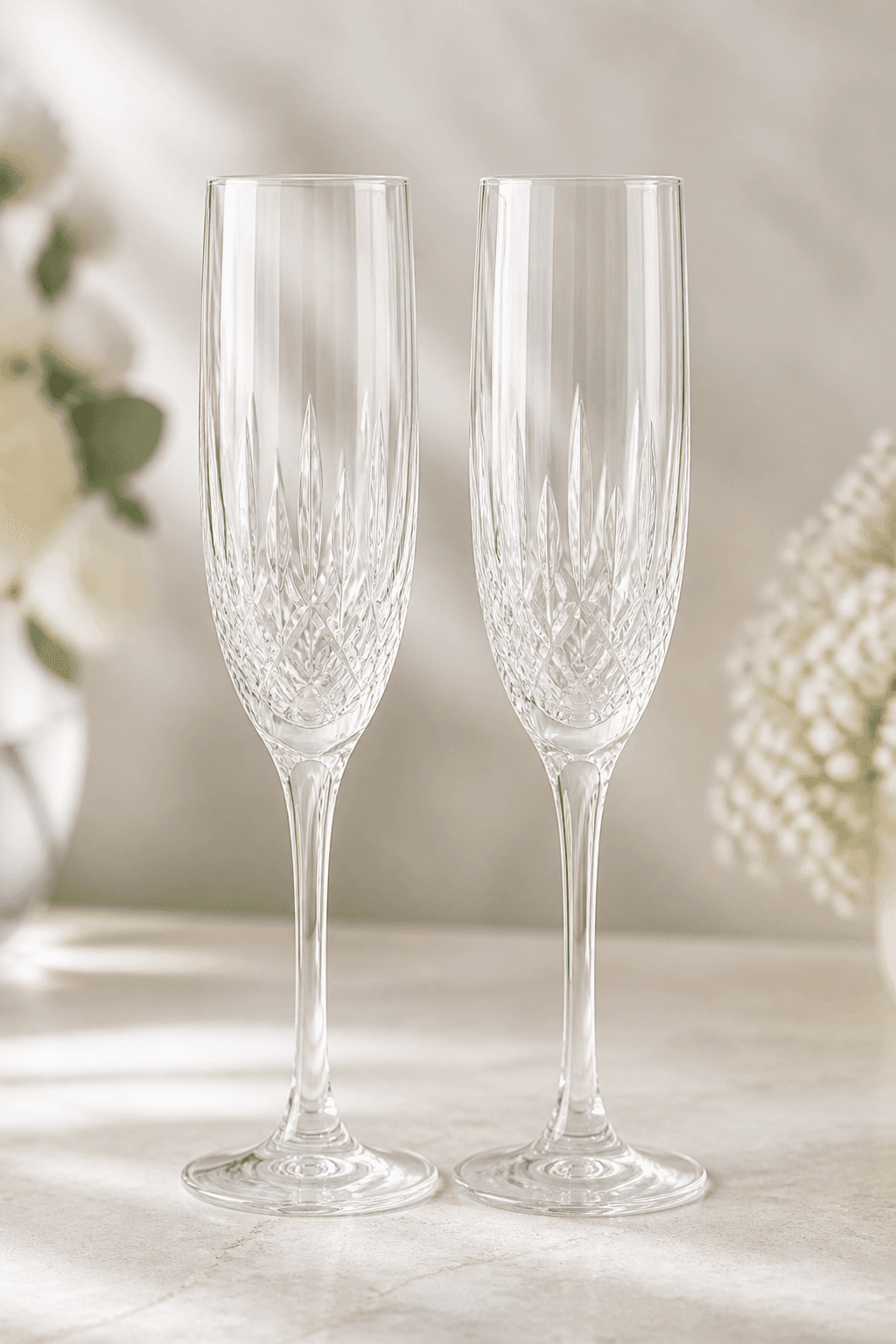 Crystal-look champagne flutes pair