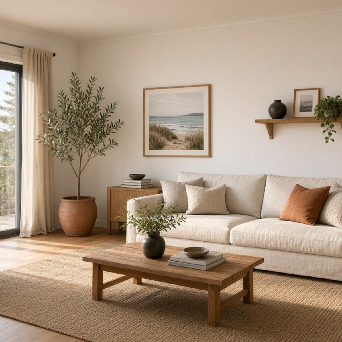 Living space after snag — move-in ready coastal room